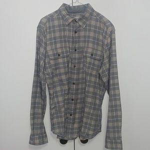 GREY, GOLD AND WHITE BUTTON DOWN FLANNEL